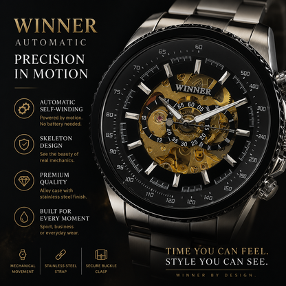 ⭐ Winner Automatic Skeleton Mechanical Watch| Luxury Watch
