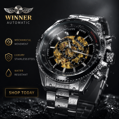 ⭐ Winner Automatic Skeleton Mechanical Watch| Luxury Watch